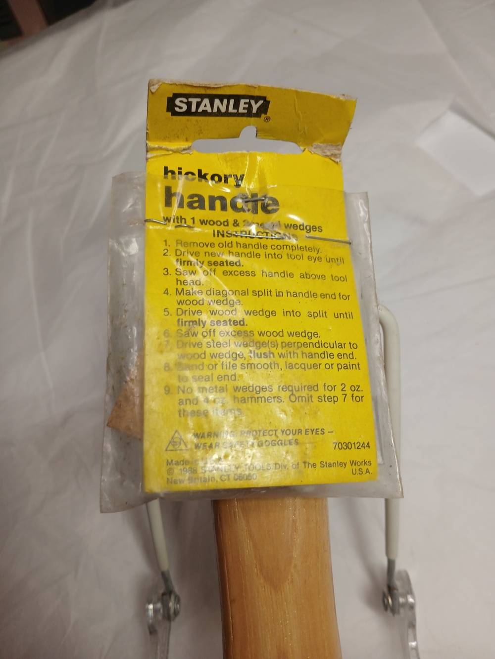 Vintage Stanley Yellow Packaging Hickory Handle Including Hardware NWT NOS
